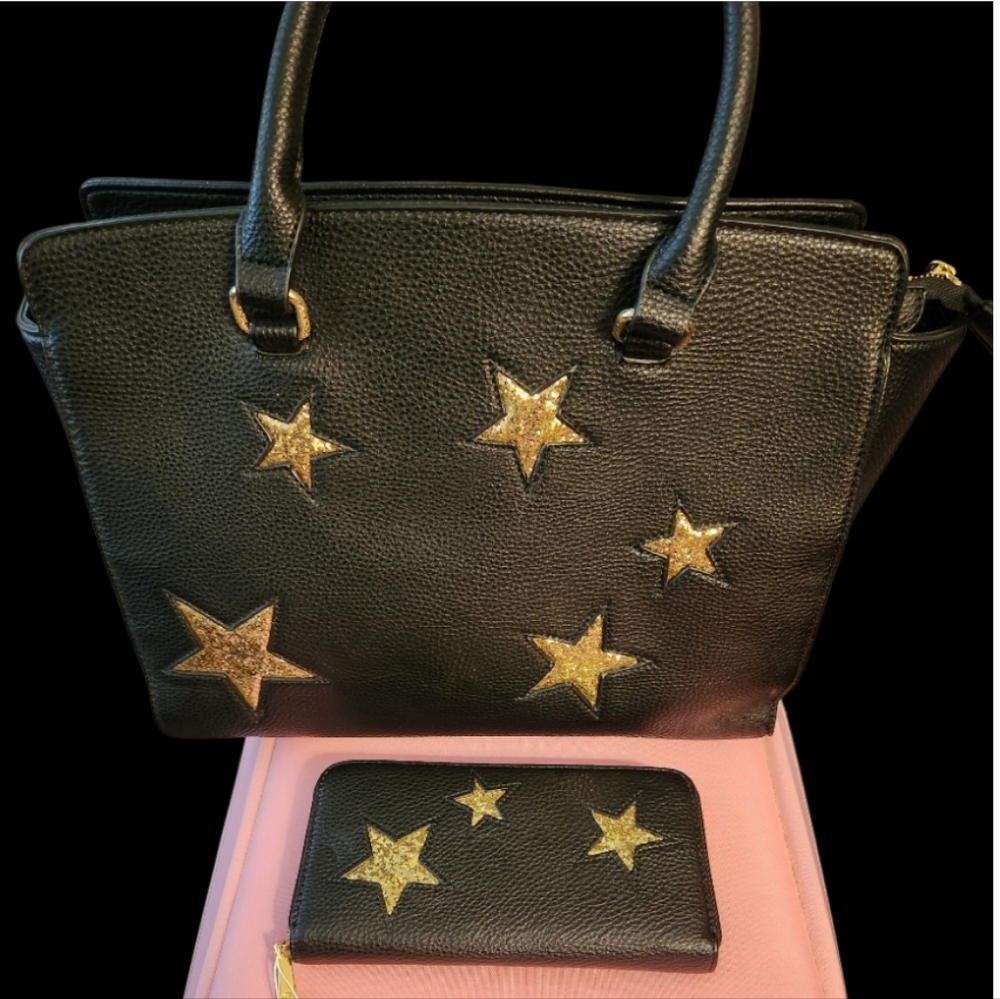 Black and Gold Star-Embellished Women's Bag Set ☆nwt☆